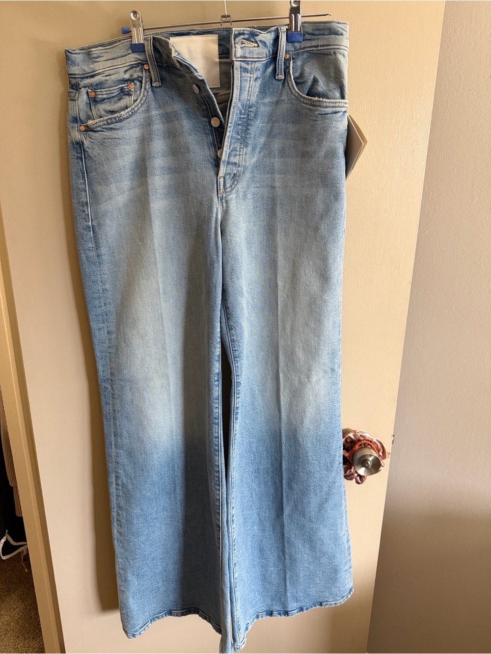 MOTHER Light Blue Wide-Leg High-Rise Jeans - Picture 3 of 7